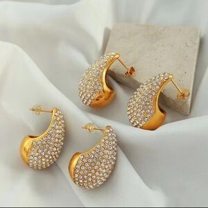 Elegant Gold and Silver Crystal Earrings